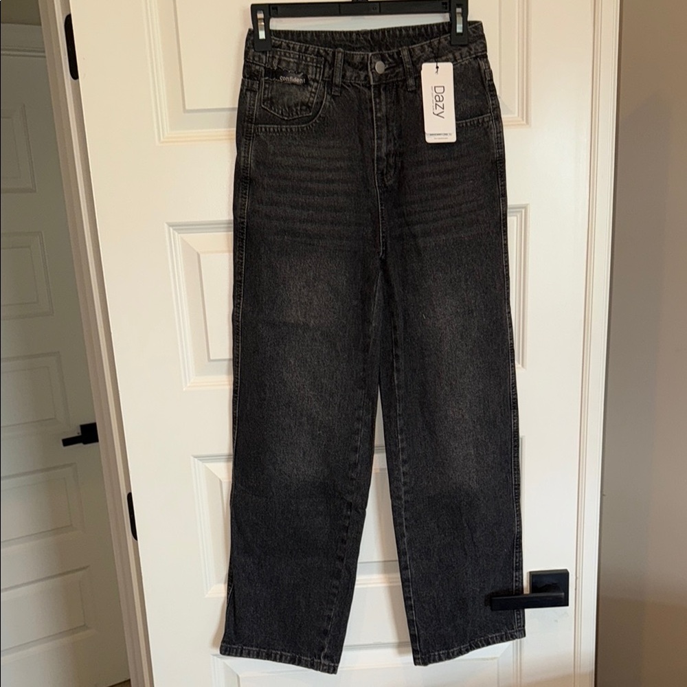 SHEIN Black Straight Leg Jeans High-Rise Vintage Look
